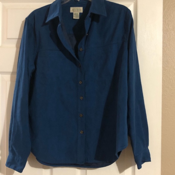 St. John's Bay Tops - St.John’s Bay • Teal Blue Soft Polyester Button Up Long Sleeve